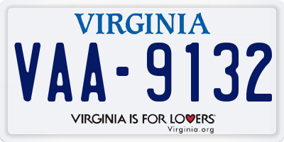 VA license plate VAA9132