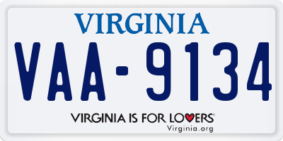 VA license plate VAA9134