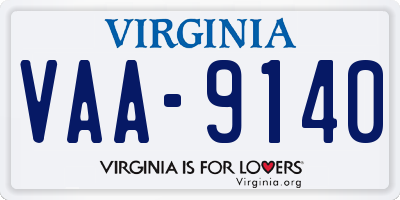 VA license plate VAA9140