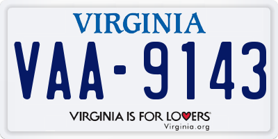 VA license plate VAA9143