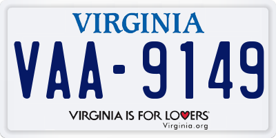 VA license plate VAA9149