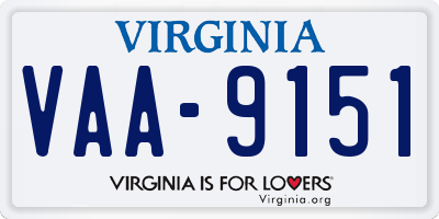 VA license plate VAA9151