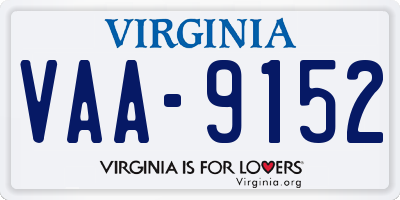 VA license plate VAA9152