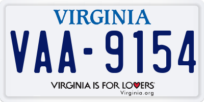 VA license plate VAA9154