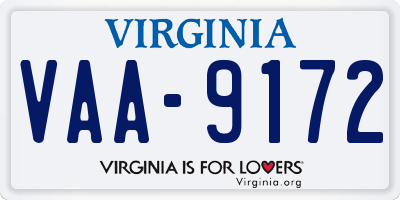 VA license plate VAA9172