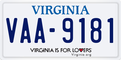 VA license plate VAA9181