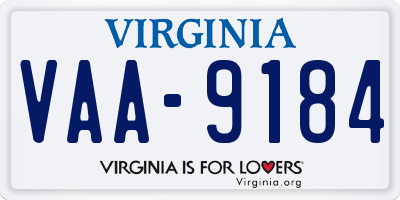 VA license plate VAA9184