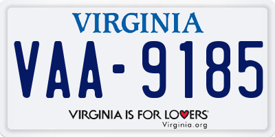 VA license plate VAA9185