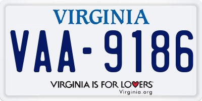 VA license plate VAA9186