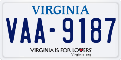 VA license plate VAA9187