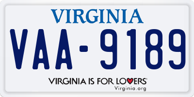 VA license plate VAA9189