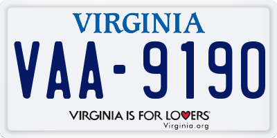 VA license plate VAA9190