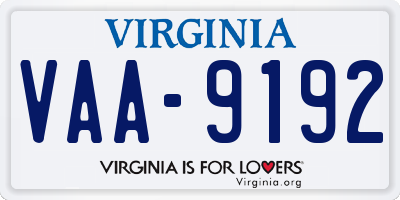 VA license plate VAA9192