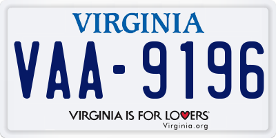 VA license plate VAA9196