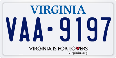 VA license plate VAA9197