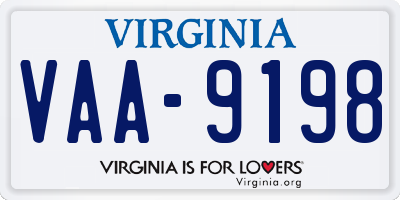 VA license plate VAA9198