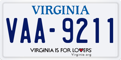 VA license plate VAA9211