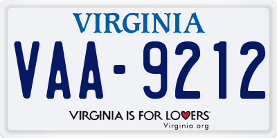 VA license plate VAA9212