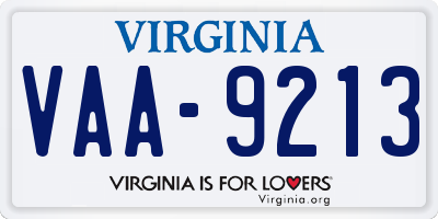 VA license plate VAA9213