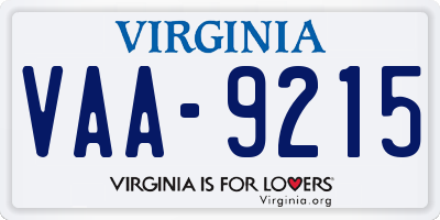 VA license plate VAA9215