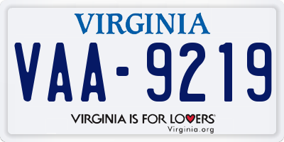 VA license plate VAA9219