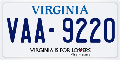 VA license plate VAA9220