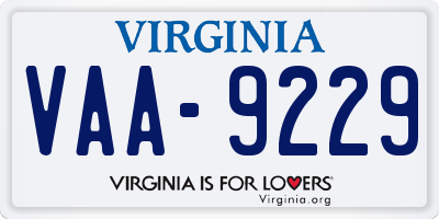 VA license plate VAA9229