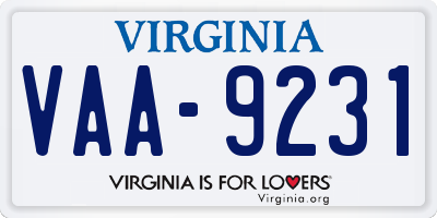 VA license plate VAA9231