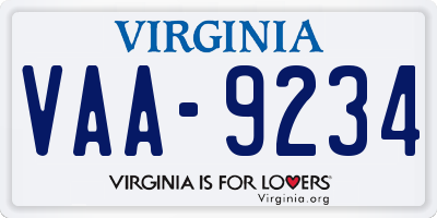 VA license plate VAA9234