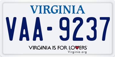 VA license plate VAA9237