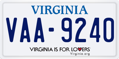 VA license plate VAA9240