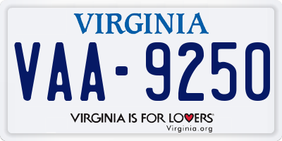 VA license plate VAA9250