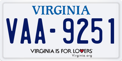 VA license plate VAA9251