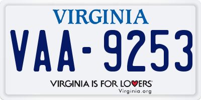 VA license plate VAA9253