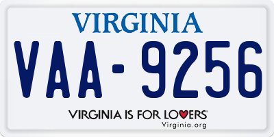 VA license plate VAA9256