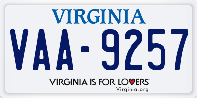 VA license plate VAA9257