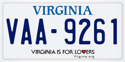 VA license plate VAA9261