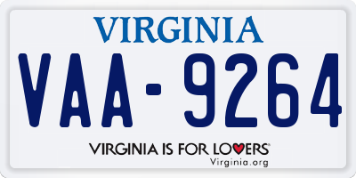 VA license plate VAA9264