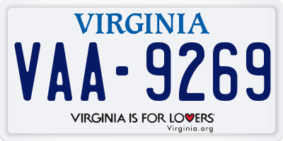 VA license plate VAA9269