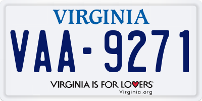 VA license plate VAA9271