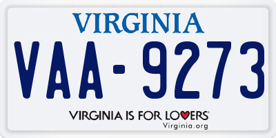 VA license plate VAA9273