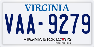 VA license plate VAA9279