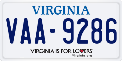 VA license plate VAA9286