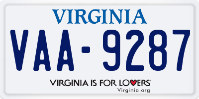 VA license plate VAA9287