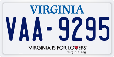 VA license plate VAA9295