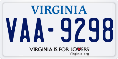 VA license plate VAA9298