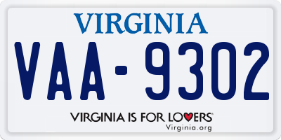 VA license plate VAA9302