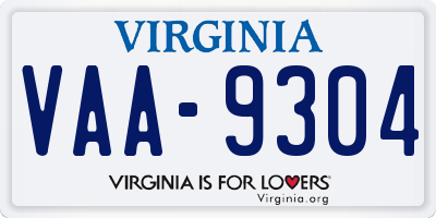 VA license plate VAA9304