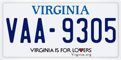 VA license plate VAA9305