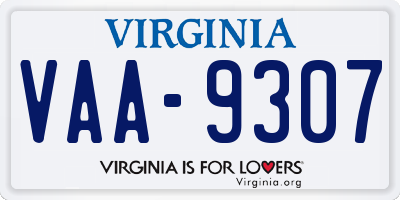 VA license plate VAA9307